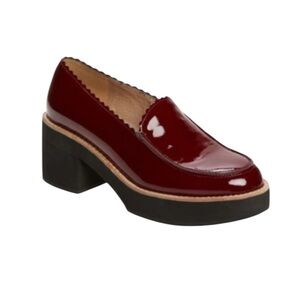 New Eileen Fisher Women's Harria Platform Burgundy Patent Loafers Y2K Retro Chic